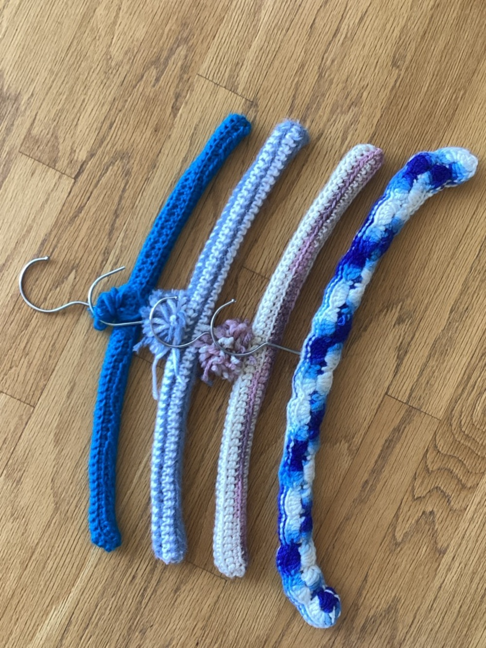 Vintage Hand Crocheted Hangers - Blue & Pastel Set
